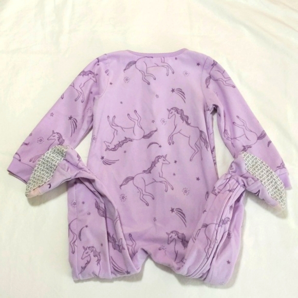 carter's purple unicorn fleece zipper footie sleeper pajamas 4T toddler girls - Picture 6 of 6